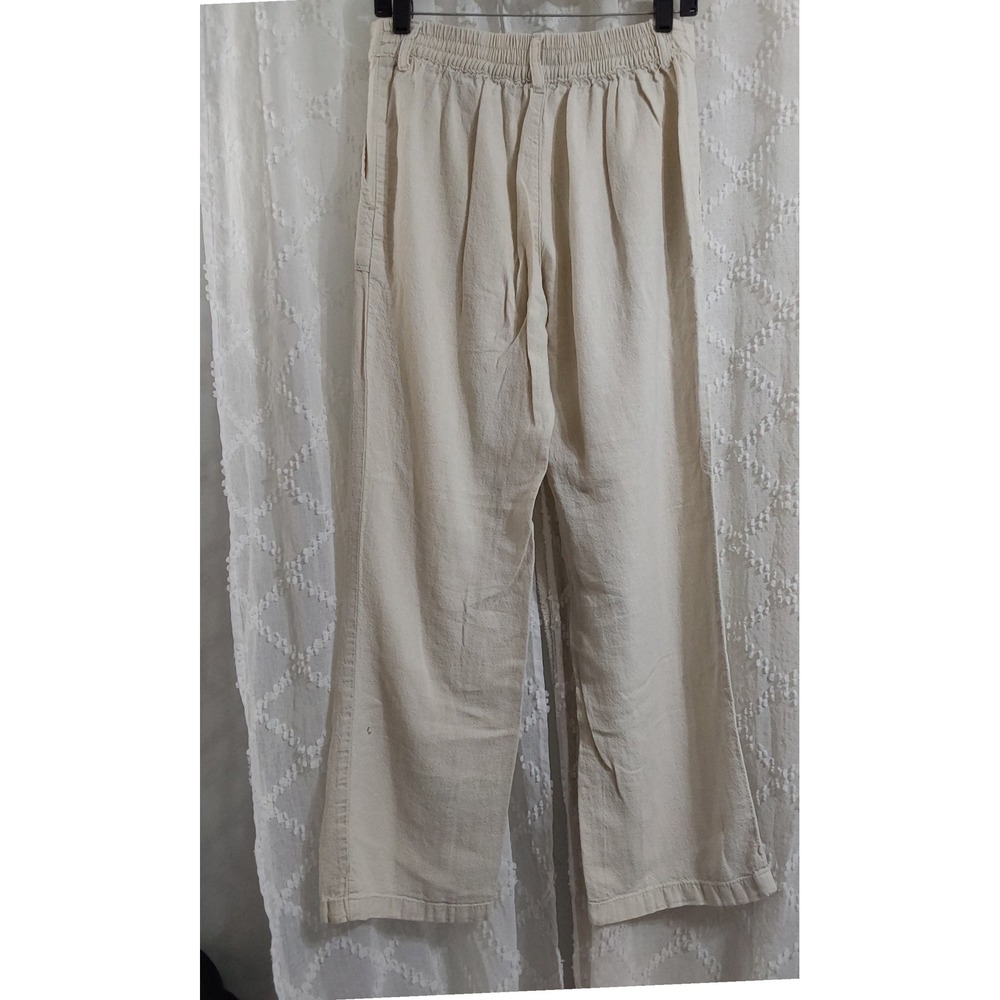 Maurices Womens Small Beige Linen Blend Wide Leg Patch Pocket Pants